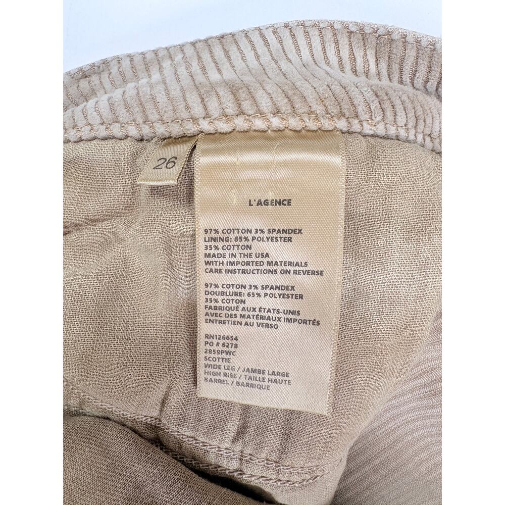 L’AGENCE Scottie Wide Leg Corduroy Pants 26 High Rise Beige Taupe Quiet Luxury - Picture 13 of 14